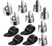 12pcs Adjustable Finger Thumb Picks Set Includes 8pcs Silver Stainless Steel Finger Picks and 4pcs Plastic Thumb Picks for Guitar Banjo Harp Bass Plectrum (Grey)
