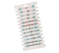 12PCS Adjustable Natural Turtles Design Braided Bracelets Set Alloy Crystal Wood Beads Wrist Jewelry Set For Daily Wear Multilayer Ethnic Woven Bracelets For Adults