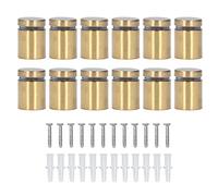 12Pcs Advertising Nail Sign Holder Standoff Screw, Stainless Steel Electroplated Brushed Gold, Flat Surface with No Burrs, Sturdy and Durable for Indoor Outdoor Billboard Installat