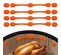 12PCS Air Fryer Magnet Silicone Buckle, Secure Locking Single-Use Liners Heat-Resistant & Prevent Parchment Paper Burns Magnetic Clips Holder for All Iron Air Fryer Tool Accessories Parts(Orange)