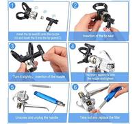 12Pcs Airless Paint Sprayer Kit, Airless Spray Machine Accessories With 5 Reversible Tips Nozzle Guard Mesh Filters For Furniture Ceiling Windows