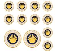 12Pcs Alloy Enamel Round Shell Brooch And Tie Pin set Pilgrim Emblem Clasp Suitable for Church Attire And Accessories