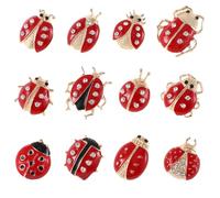 12pcs Alloy Ladybug Brooch Pin Cartoon Insect Lapel Pins