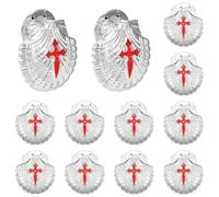 12Pcs Alloy Religious shell Brooch Set Metal Tie Pin Universal Accessory For Both Men And Women Suitable for Church Attire