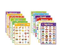 12Pcs Alphabet Poster, ABC Poster Set with Laminated Educational Posters for Toddlers, 12 Themes Including Numbers, Shapes, Colours & Seasons, A4 Wall Charts for Preschool, Nursery & Homeschooling