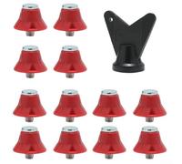 12pcs Aluminium Alloy, Football Boot Studs 5mm Thread Replacement Spikes, with Wrench for Rugby Boots Hiking Shoes Stable,Non-Slip, Red Grey Black(13MM Red)