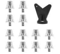 12pcs Aluminium Alloy Football Boot Studs 5mm Thread Replacement Spikes with Wrench for Rugby Hiking Shoes Non-Slip Cleats(13/15mm clear)