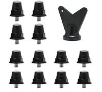 12pcs Aluminium Alloy Football Boot Studs 5mm Thread Replacement Spikes with Wrench for Rugby Hiking Shoes Non-Slip Cleats(13/16mm black)
