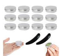 12pcs Aluminum Jars 1ml - Small Round Cream Jars with Lid for Cosmetics, Lip Balm, Lotion, DIY Ointment and Travel - With 2 Mini Stirrrers - Silver Metal Travel Containers