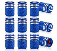 12PCS Aluminum Tyre Valve Caps, Blue Tire Valve Stem Cap with O Seal Ring