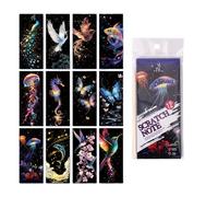 12PCS Animal World Scratch Art for Adults and Kids, Rainbow Scratch Card Reveal Paper with Bamboo Stick, Colourful Arts and Crafts for Creative Entertainment, Fun Scratch Art Party Bag Fillers Gift