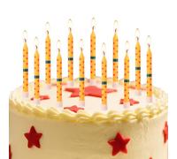 12pcs Anime Birthday Candles, Yellow and Red Stars Printed Birthday Cake Candles Cupcake Topper for Boy and Husband Party Decoration Supplies