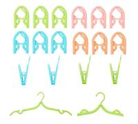 12Pcs Anti-Slip Portable Travel Hangers, 4 Colours Space Saving Plastic Foldable Coat Hanger, Folding Clothes Hangers, Camping Hanger with Groove Design 4 Clips for Hotel Outdoor Holiday