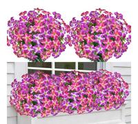 12PCS Artificial Flowers Outdoor Fake Flowers Artificial Morning Glory Outdoor UV Resistant Silk Flower Faux Greenery Shrubs Plants for Porch Garden Terrace Window Hanging Decoration (Pink)