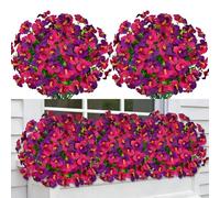 12PCS Artificial Flowers Outdoor Fake Flowers Artificial Morning Glory Outdoor UV Resistant Silk Flower Faux Greenery Shrubs Plants for Porch Garden Terrace Window Hanging Decoration (Fuchsia)