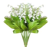 12Pcs Artificial Lily of The Valley, 14 Inch White Faux Flowers Bell Orchid Wedding Bouquet May Flower for Home Wedding Party Garden, Faux Flowers, Lily of The Valley