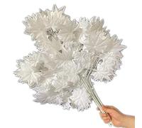 12pcs Artificial Maple Tree Branch Silk Maple Leaf Stem Greeney Plant for Wedding Floral Green Wall Decoration (white)