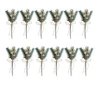 12Pcs Artificial Pine Branches, Snowy Artificial Pine Picks Christmas Berries Stems with Pines Cones Holly Berry Xmas Flower Ornaments for Christmas Tree Decorations, DIY Wreath Home Vase Decor