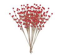 12Pcs Artificial Red Berries Stems, Christmas Berries Holly Berries Picks Berry Branches Faux Red Berry Picks Christmas Wreath Decoration for Xmas Tree Decorations DIY Crafts Wreath Making Supplies