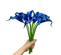 12pcs Artificial Royal Blue Calla Lily Flowers,13" Single Heads PU Flower Small Flower Bouquet Accessorie,Calla Lily Bridal Wedding Bouquet for Greenery Plants Indoor Outside Garland Home Decor