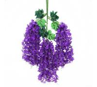 12Pcs Artificial Wisteria Flowers Vine Silk Hanging Garland Wedding Home Decoration 110cm Length Flexible Design Weather Resistant for Indoor Outdoor Party Hotel Bar Ceiling Wall Decor(Deep purple)