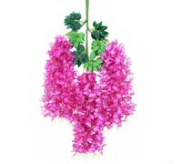 12Pcs Artificial Wisteria Flowers Vine Silk Hanging Garland Wedding Home Decoration 110cm Length Flexible Design Weather Resistant for Indoor Outdoor Party Hotel Bar Ceiling Wall Decor(Purple red)