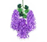 12Pcs Artificial Wisteria Flowers Vine Silk Hanging Garland Wedding Home Decoration 110cm Length Flexible Design Weather Resistant for Indoor Outdoor Party Hotel Bar Ceiling Wall Decor(Light Purple)