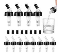 12Pcs Automatic Measured Bottle Pourer Spirit Dispenser Liquor Spouts Tools | 1 Ounce Precise Mouth and Dust Cover Stainless Steel Beads Bar Clubs Restaurant Kitchen Barware Cafes