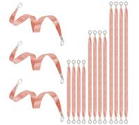 12pcs Automotive Ground Straps, 25cm/9.84in 38cm/14.96in 50cm/19.68in Braided Copper-Tinned Ground Wire Universal Engine Grounding Cable Straps with Ring Terminals for Most Cars(Gold)