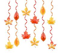 12Pcs Autumn Decorations Swirls for Hanging, Autumn Garland Maple Leaves Banner Bunting for Autumn Home Decor, No DIY, Thanksgiving Decorations, Fall Decorations for Home Party Supplies