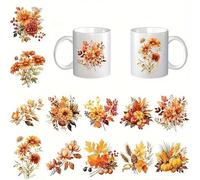 12pcs Autumn Leaves Maple Leaf Pine UV DTF Cup Wraps Transfer Waterproof Sticker for Glass Cups Furniture Craft DIY Crafts，Rub on Transfer Stickers for DIY Water Bottle Laptop Decal Wood Car