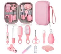 12pcs Baby Healthcare and Grooming Kit, Newborn Essentials Stuff, Baby Safety Health Nursery Care Set with Nail Files Clippers, Hair Brush, Comb and More for New Born Infant Toddlers Boys Girls - Pink