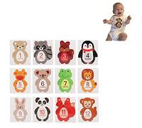 12Pcs Baby Monthly Sticker Cartoon Animal Shaped Milestone Memories Photo Props for 1-12 Month Newborn Boys Girls