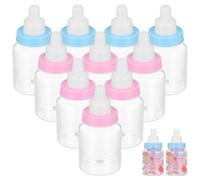12pcs Baby Shower Bottles for Sweets,Mini Fillable Baby Shower Feeding Bottles Plastic Candy Boxes for Boys, Girls Birthday Supplies, Newborn Baptism Party Decoration（Blue and Pink）