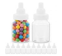 12pcs Baby Shower Candy Bottle Favors, Reusable Refillable Baby Bottles Kids Mini Shower Bottle Small Plastic Candy Jar Infant Piggy Bank Box for Party Favors Boy Girl Newborn Baptism