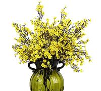 12pcs Babys Breath Artificial Flowers Gypsophila Bouquet Bulk Fake Spring Silk Small Flowers Real Touch Faux Floral for Home Bedroom Kitchen Garden Wedding Christmas Party DIY Decor (Yellow 12pcs)