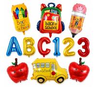 12Pcs Back To School Balloons Decorations Classroom Accessories For Backs To Schools Party First Day Inflatablecartoon Foil Balloons Decor Inside And Outside Schools Kindergarten
