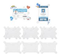 12Pcs Badge Buddy Pin Holder for Displaying Badges Accessories, Acrylic Flatbacks for Badge Reels Horizontal and Vertical Use, Secure Pin Badges Buddy for ID Display Nurses, Students, Employees