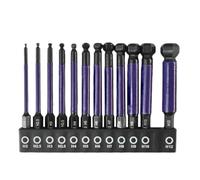 12Pcs Ball End Hex Bit Set, 75mm Magnetic Screwdriver Bits with Holder for Hard-to-Reach Spaces, 2mm-12mm Assorted Sizes