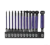 12Pcs Ball Head Hex Screwdriver Bits, 75mm Long with Magnetic Holder for Easy Organization