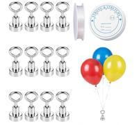 12Pcs Balloon Weights and 2Pcs Ribbon, 12-Piece Balloon Weight Set with Two Ribbons for Secure Balloon Display at Weddings, Birthday Parties and Outdoor Events, Compact 20x20x1cm Design