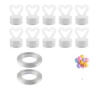 12Pcs Balloon Weights Set with Ribbon, Reusable Heart Shaped Helium Balloon Weights Pendant and Magnetism Holder for Ideal for Birthday Party Wedding and Christmas Halloween Decorations