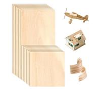 12Pcs Balsa Wood Sheets, 200x100mm &100x100mm Plywood Sheets 1.5mm Thin, Unfinished Basswood Sheets Board for Woodcraft Model, DIY Crafts, Painting, Engraving, Stenciling, Home Decor(2 Sizes)