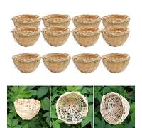 12pcs Bamboo Canary Nest Pan Bird Breeding Hatch Cage Small Parrot Rest Cave Hand Woven Eco Friendly