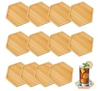 12Pcs Bamboo Coasters, Wooden Coasters Blank Base Trays for Cups Coffee Candles Table Decor Living Room DIY Crafting