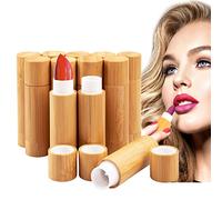 12Pcs Bamboo Empty Lipstick Tubes, MERYSAN 5.5g Refillable DIY Lip Balm Tube Containers, Cosmetic Lipstick Lip Gloss Deodorant Case Holder For Women Girls Makeup