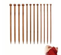 12PCS Bamboo Knitting Needles, Knitting Needle Set for DIY Handmade Sweater Scarf Wool Project, Wooden Knitting Needles, for Beginners Professional Different Sizes(6mm, 8mm, 10mm)