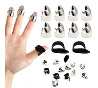 12PCS Banjo Finger Picks & Thumb Pick Set, Including 8 Pieces Silver Stainless Finger Picks and 4 Pieces Black Thumb Picks for Guitar Banjos Other Instruments (Silver, Black)