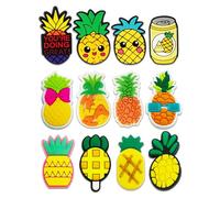 12PCS Baseball Coffee Bubble Tea Sunflower Strawberry Avocado Cactus Pineapple Puerto rico Hibiscus Shoe Charms for Croc Bubble Slides Clogs Sandals, Cute Shoe Accessories Decorations for Girls Women