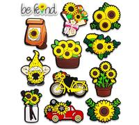 12PCS Baseball Coffee Bubble Tea Sunflower Strawberry Avocado Cactus Pineapple Puerto rico Hibiscus Shoe Charms for Croc Bubble Slides Clogs Sandals, Cute Shoe Accessories Decorations for Girls Women